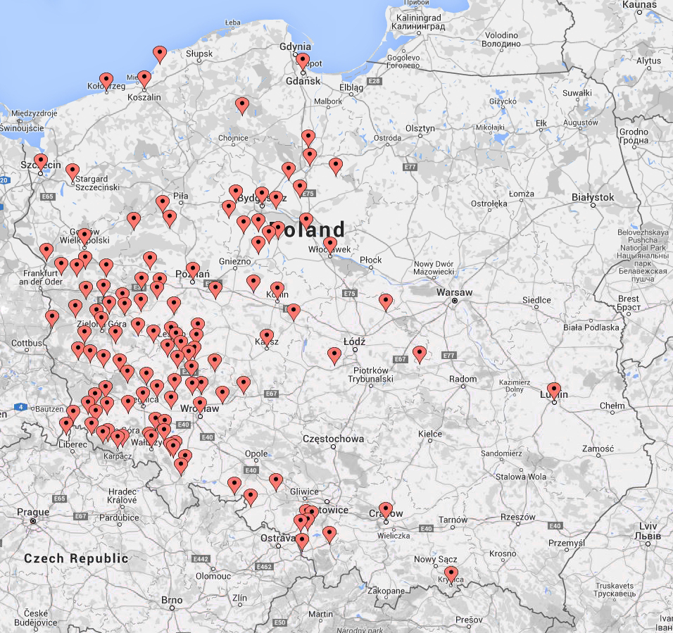 Mapa miejscowości, w których już świadczyliśmy nasze usługi